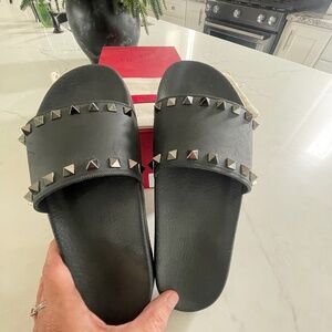 Valentino Rockstud Slide Sandal Womens Size 8